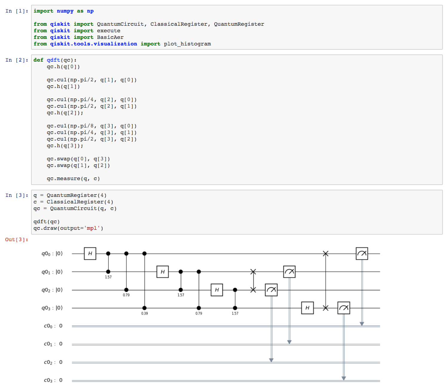 Python program running on a quantum computer (Jupyter tool)